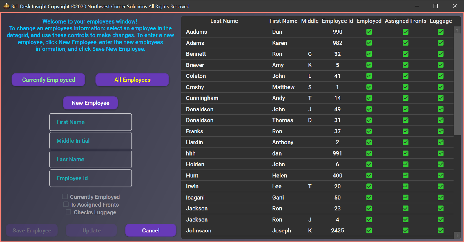 Bell Desk Insight bellpersons window