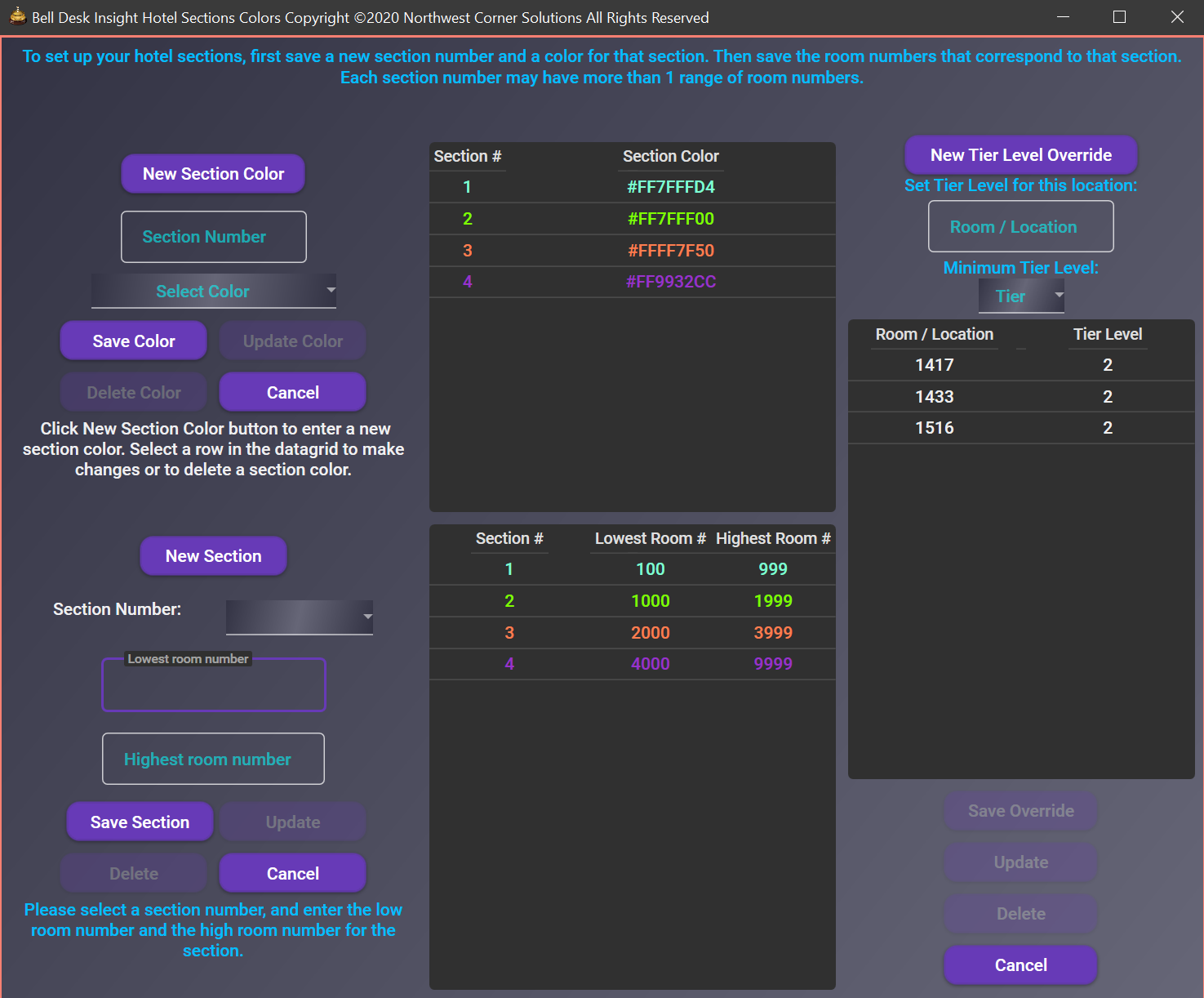 Bell Desk Insight database window